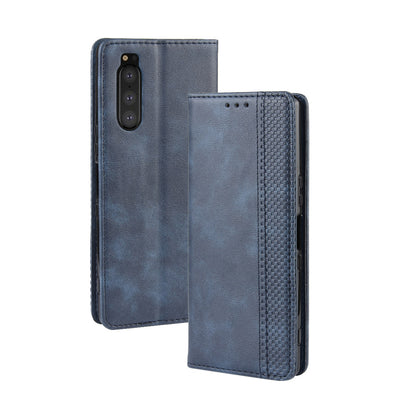 Auto-absorbed Retro Style Wallet Stand Leather Phone Cover for Sony Xperia 5