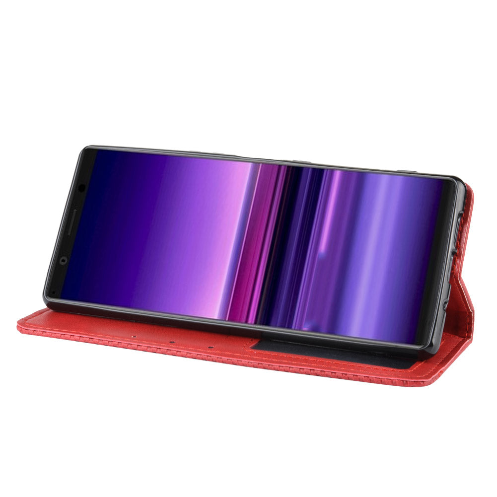 Auto-absorbed Retro Style Wallet Stand Leather Phone Cover for Sony Xperia 5