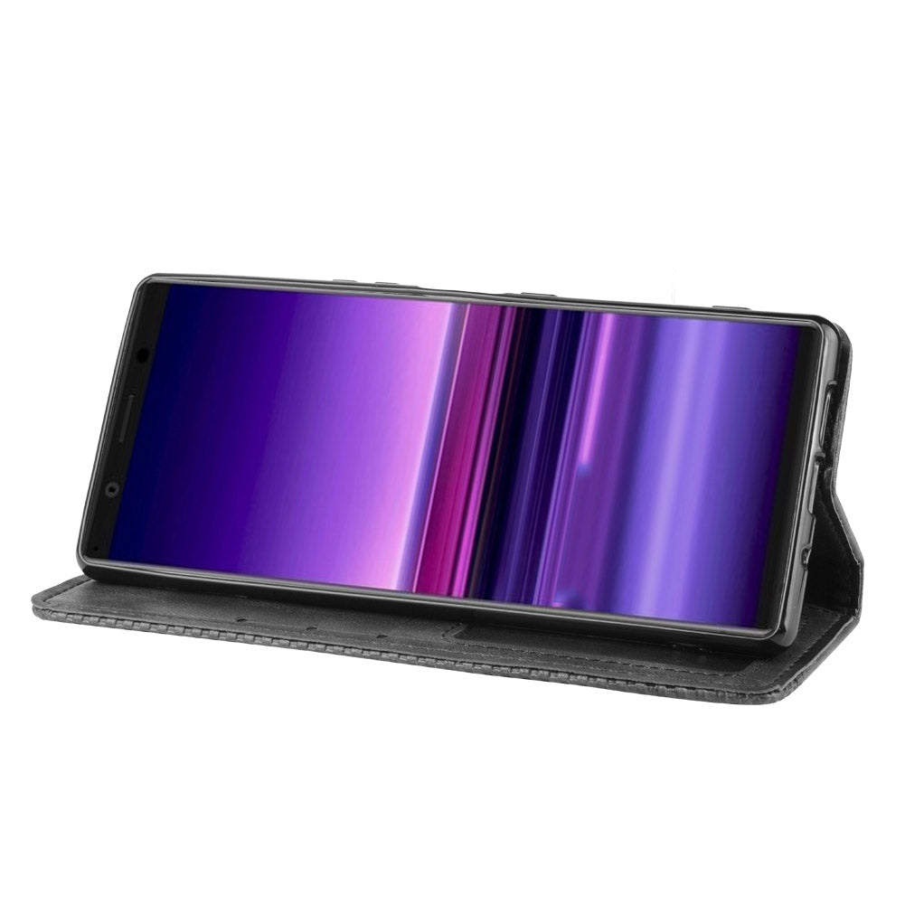 Auto-absorbed Retro Style Wallet Stand Leather Phone Cover for Sony Xperia 5