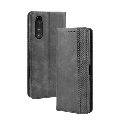 Auto-absorbed Retro Style Wallet Stand Leather Phone Cover for Sony Xperia 5