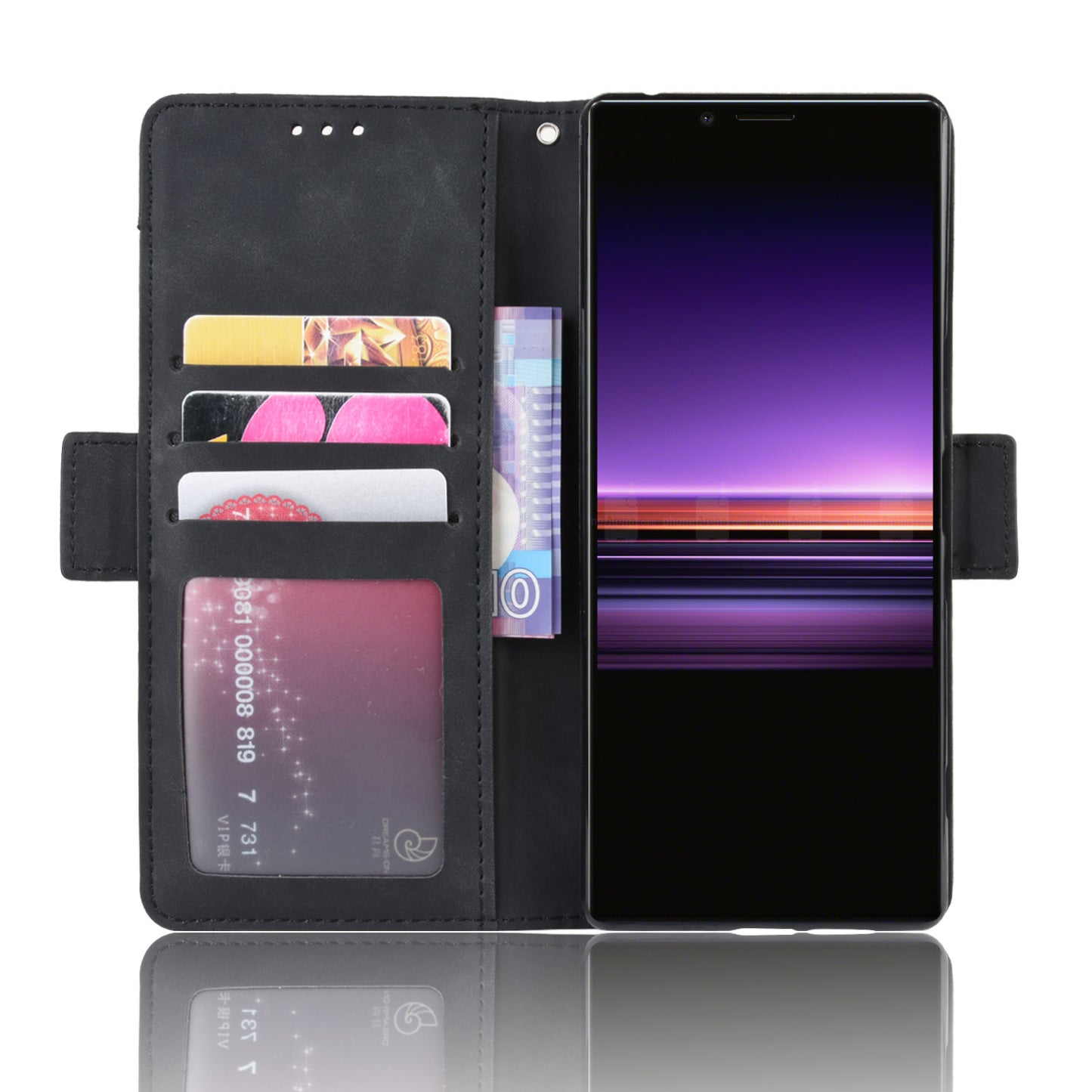 Wallet Stand Leather Protective Phone Case for Sony Xperia 1