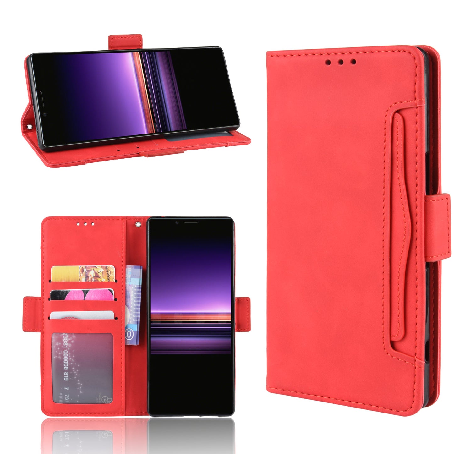 Wallet Stand Leather Protective Phone Case for Sony Xperia 1