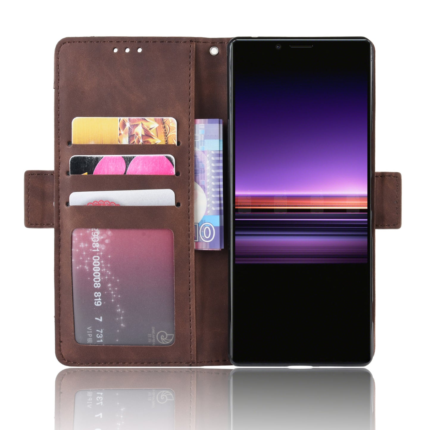 Wallet Stand Leather Protective Phone Case for Sony Xperia 1
