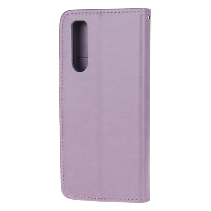 Imprint Butterfly Flower Leather Wallet Stand Case for Sony Xperia 5