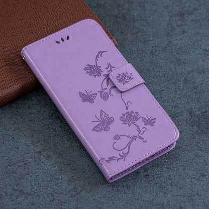 Imprint Butterfly Flower Leather Wallet Stand Case for Sony Xperia 5