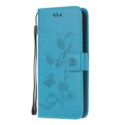 Imprint Butterfly Flower Leather Wallet Stand Case for Sony Xperia 5