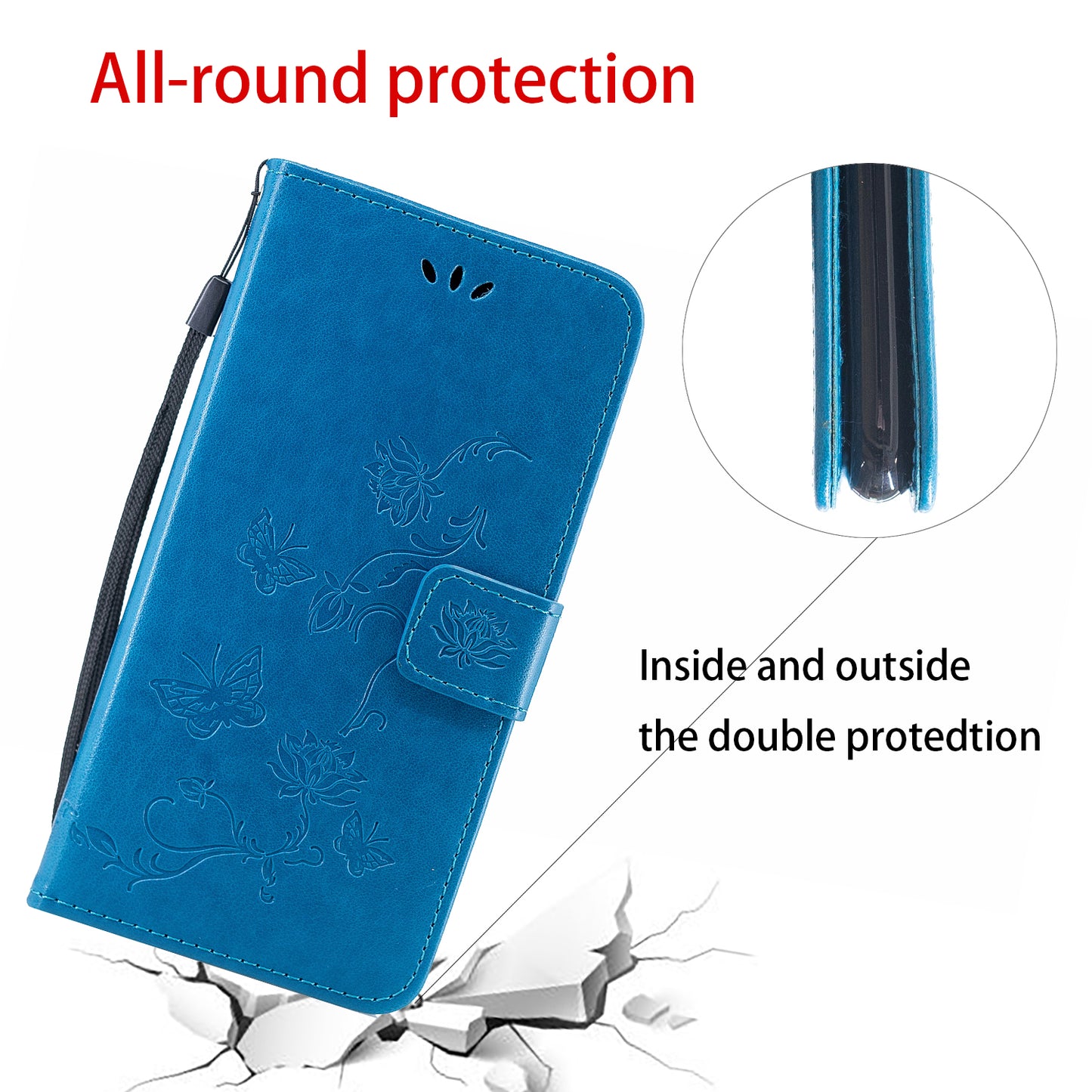 Imprint Butterfly Flower Leather Wallet Stand Case for Sony Xperia 5
