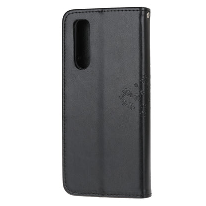 Imprint Tree Owl Leather Wallet Case for Sony Xperia 5