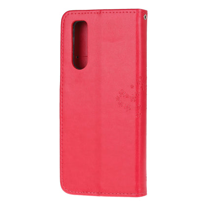 Imprint Tree Owl Leather Wallet Case for Sony Xperia 5