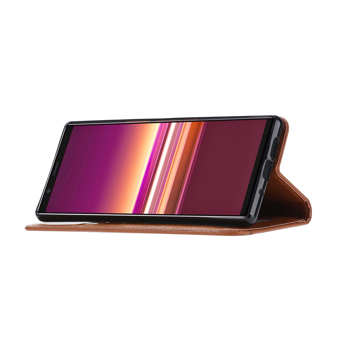 PU Leather Auto-absorbed Cell Phone Casing Shell for Sony Xperia 5