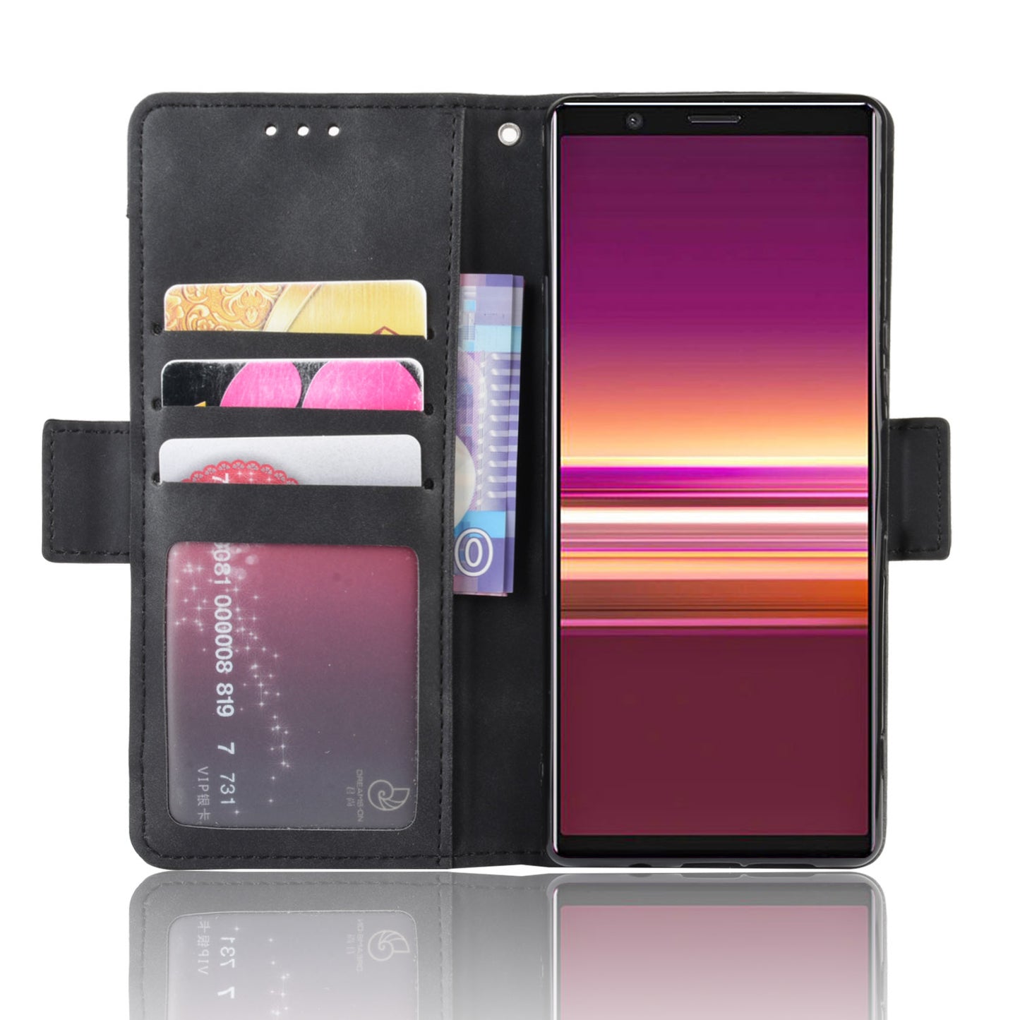 Wallet Stand Leather Protective Phone Case for Sony Xperia 5