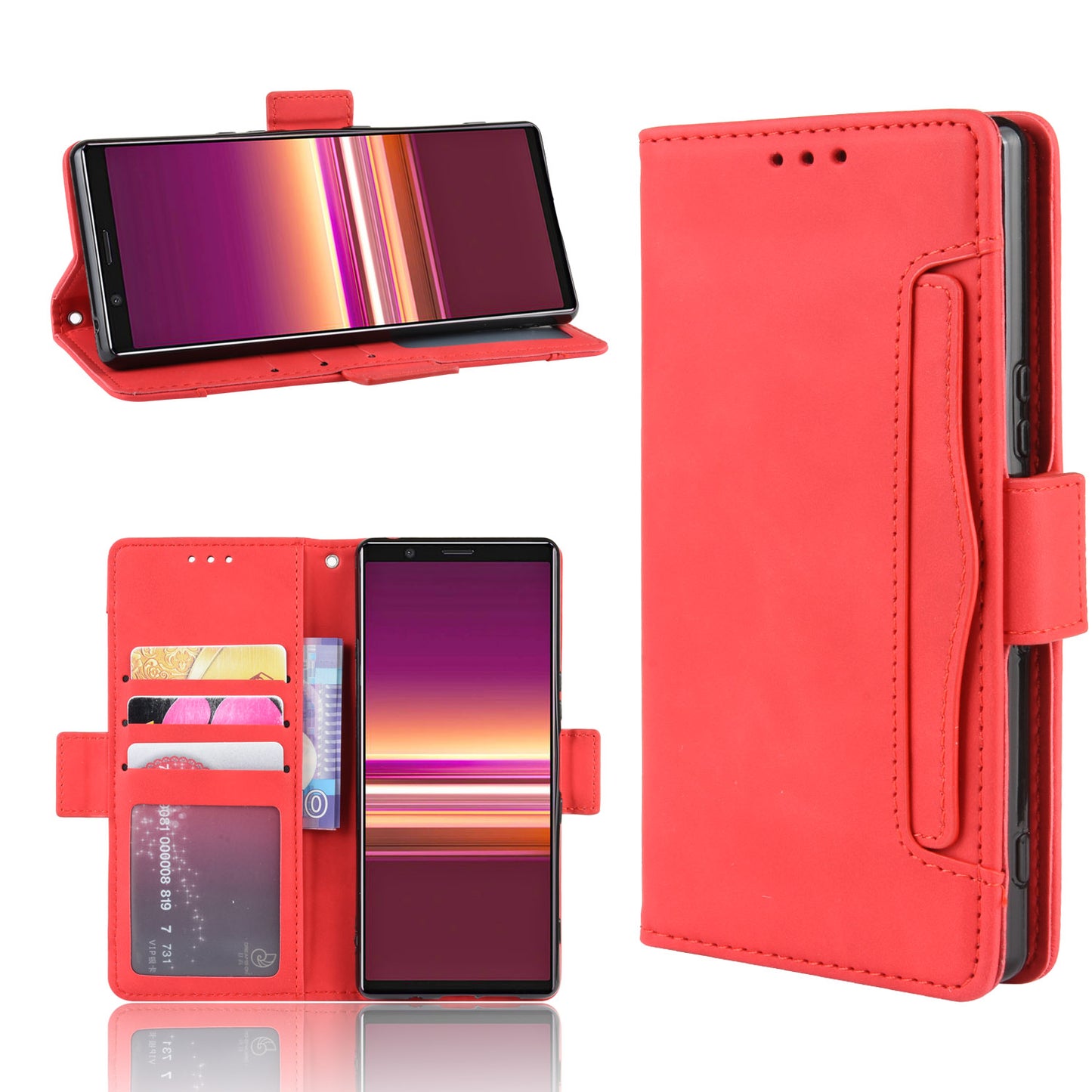 Wallet Stand Leather Protective Phone Case for Sony Xperia 5