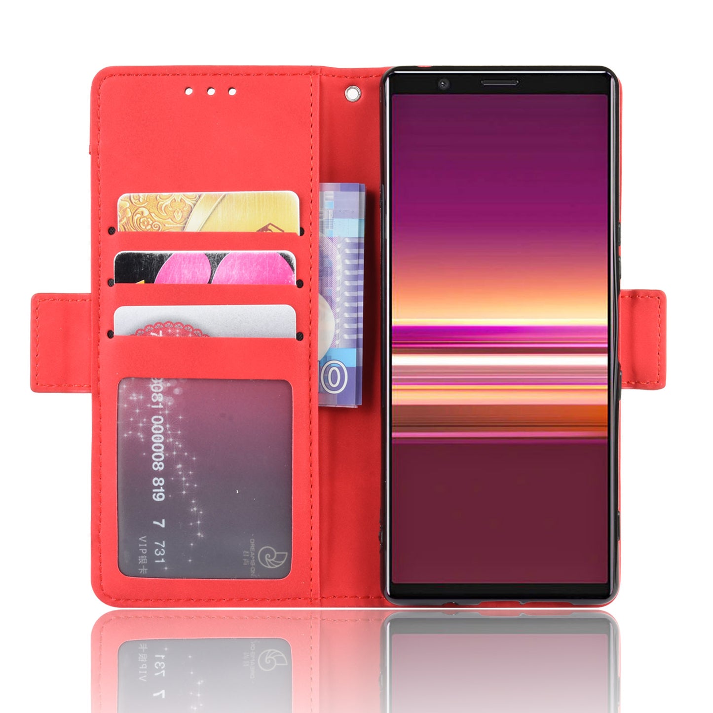 Wallet Stand Leather Protective Phone Case for Sony Xperia 5