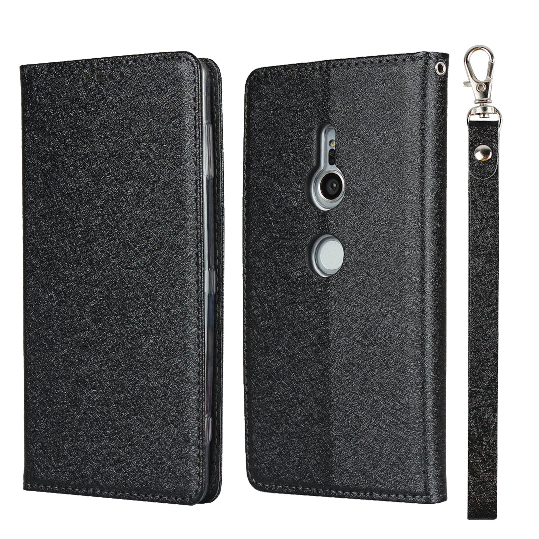 Silk Texture Leather Wallet Stand Phone Case Cover for Sony Xperia XZ2