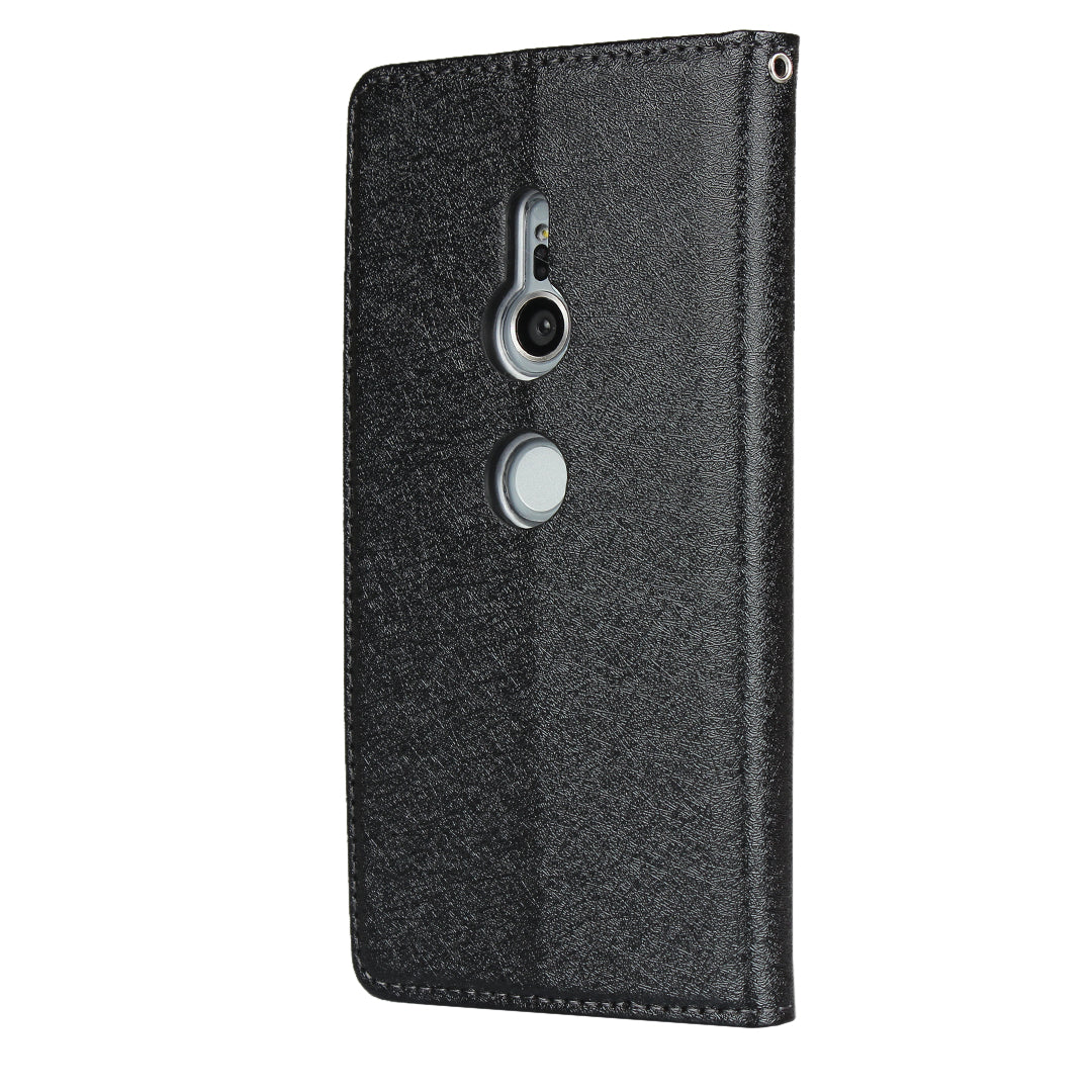 Silk Texture Leather Wallet Stand Phone Case Cover for Sony Xperia XZ2
