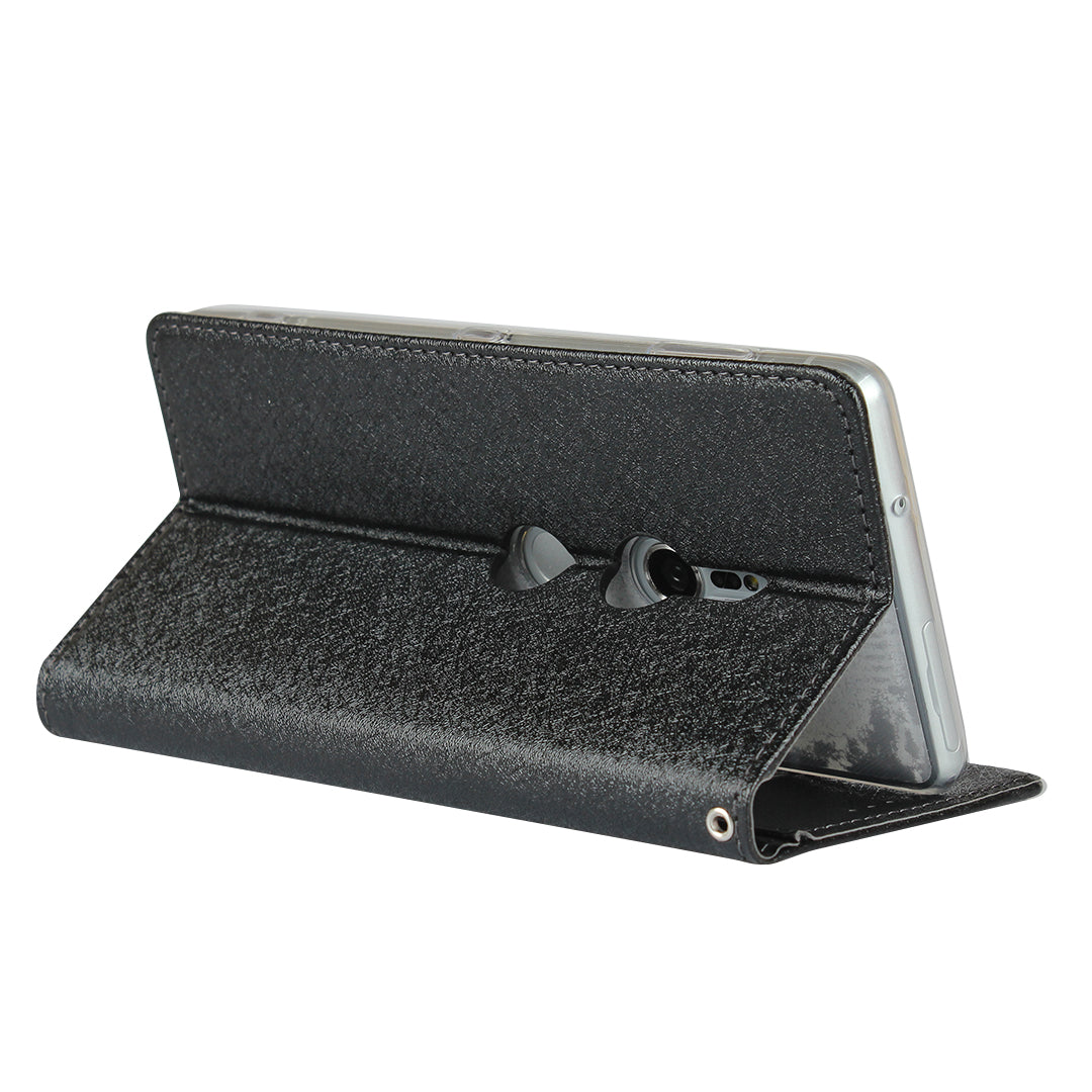 Silk Texture Leather Wallet Stand Phone Case Cover for Sony Xperia XZ2