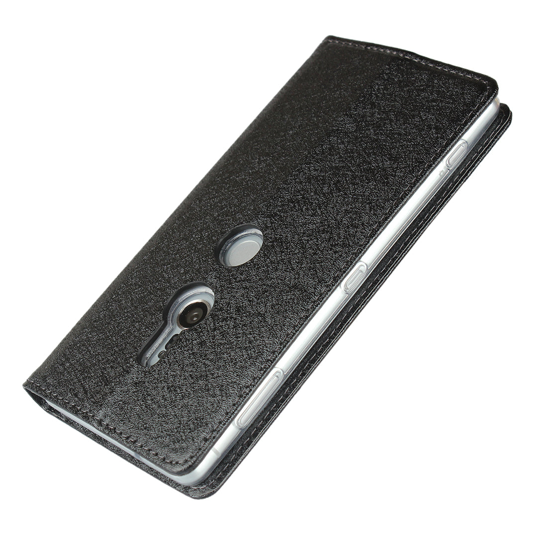 Silk Texture Leather Wallet Stand Phone Case Cover for Sony Xperia XZ2