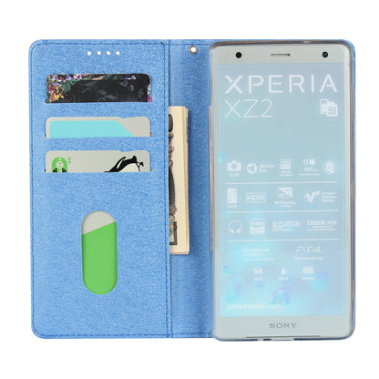 Silk Texture Leather Wallet Stand Phone Case Cover for Sony Xperia XZ2