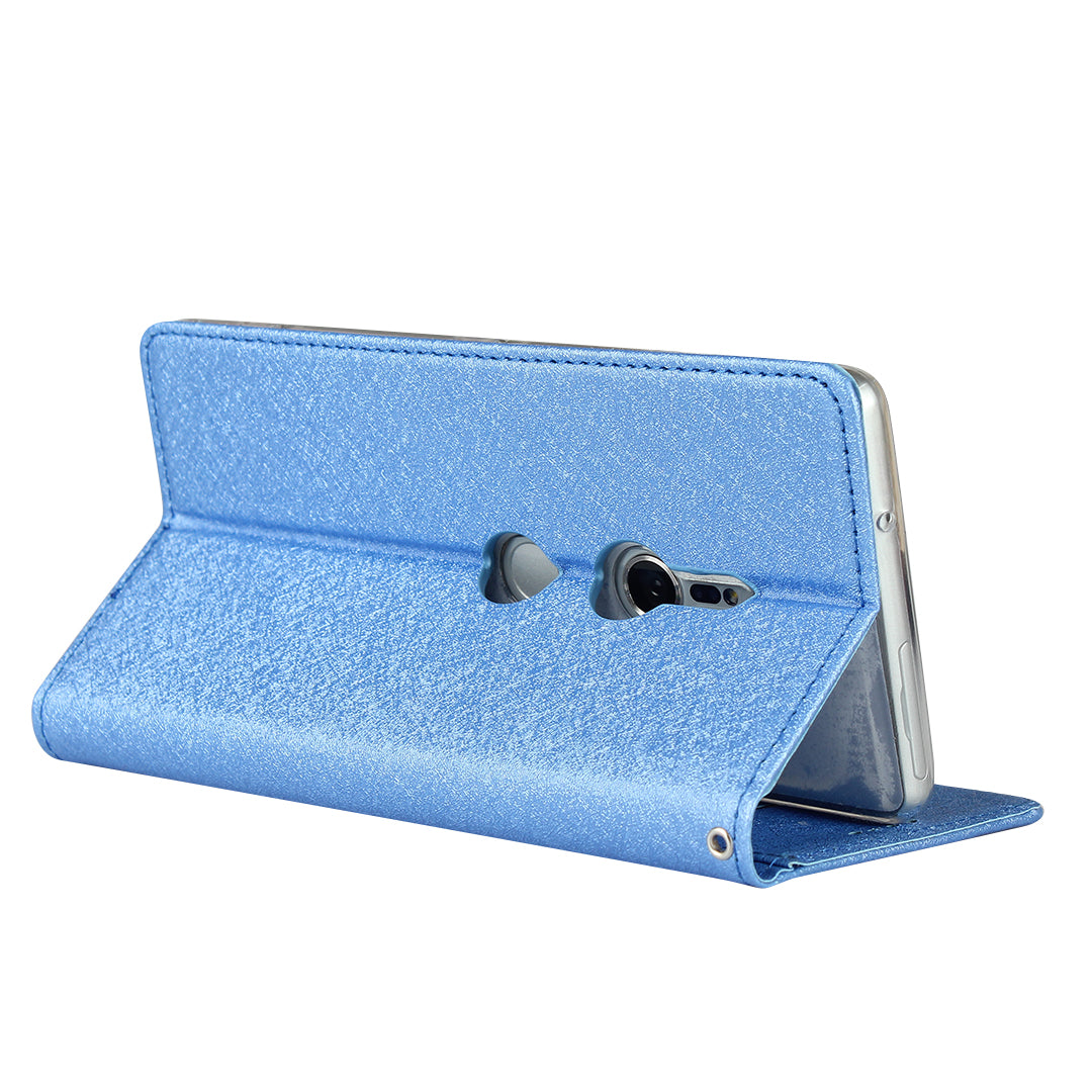 Silk Texture Leather Wallet Stand Phone Case Cover for Sony Xperia XZ2