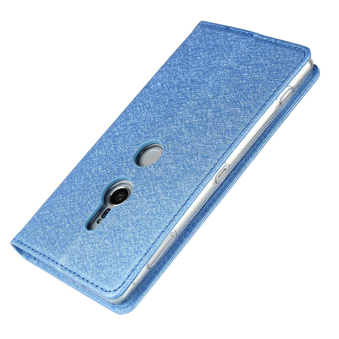 Silk Texture Leather Wallet Stand Phone Case Cover for Sony Xperia XZ2