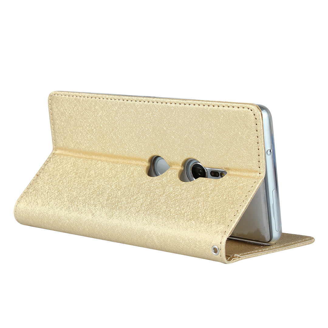 Silk Texture Leather Wallet Stand Phone Case Cover for Sony Xperia XZ2