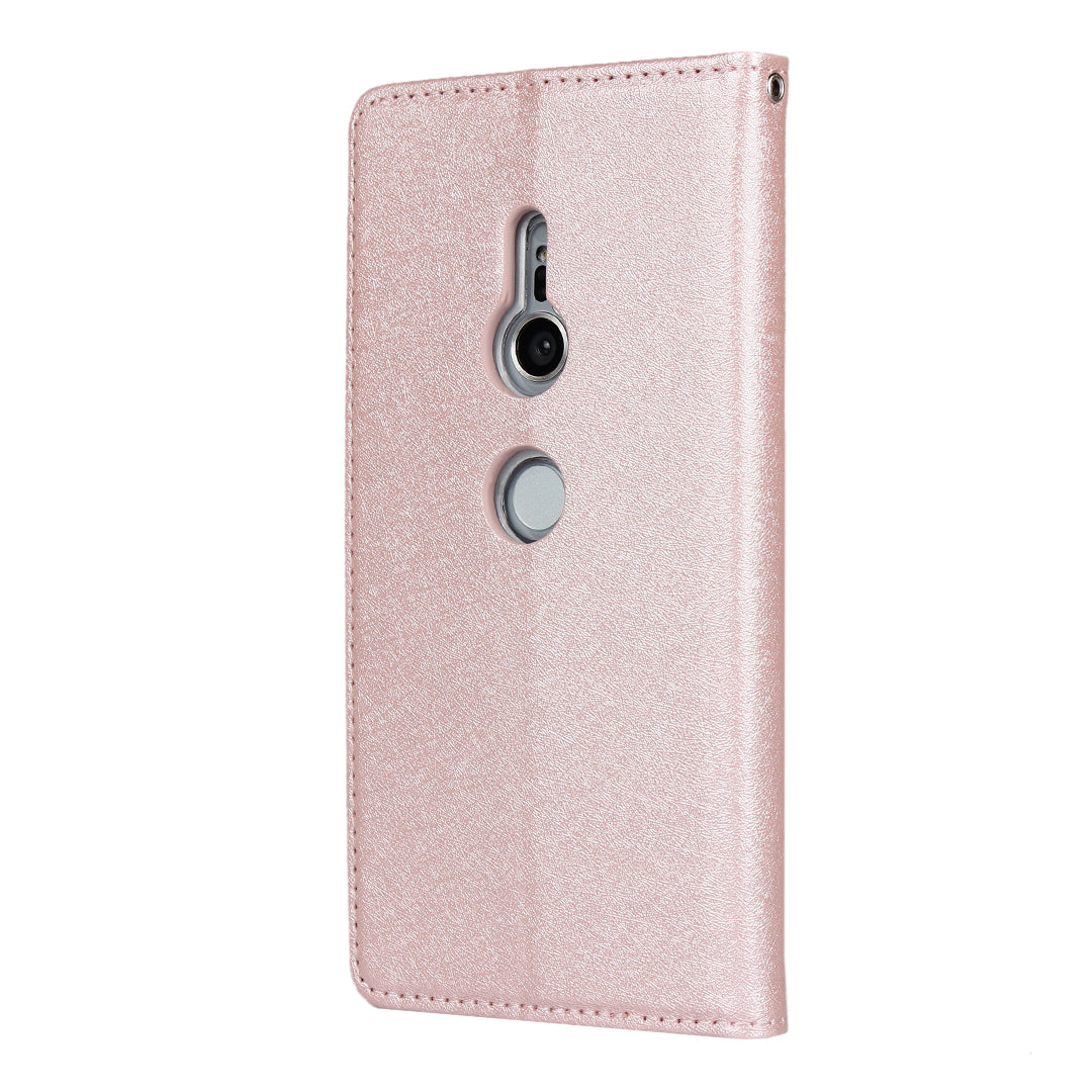 Silk Texture Leather Wallet Stand Phone Case Cover for Sony Xperia XZ2