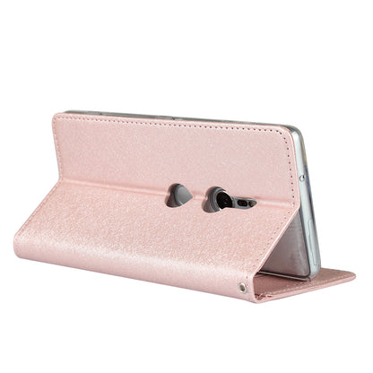 Silk Texture Leather Wallet Stand Phone Case Cover for Sony Xperia XZ2