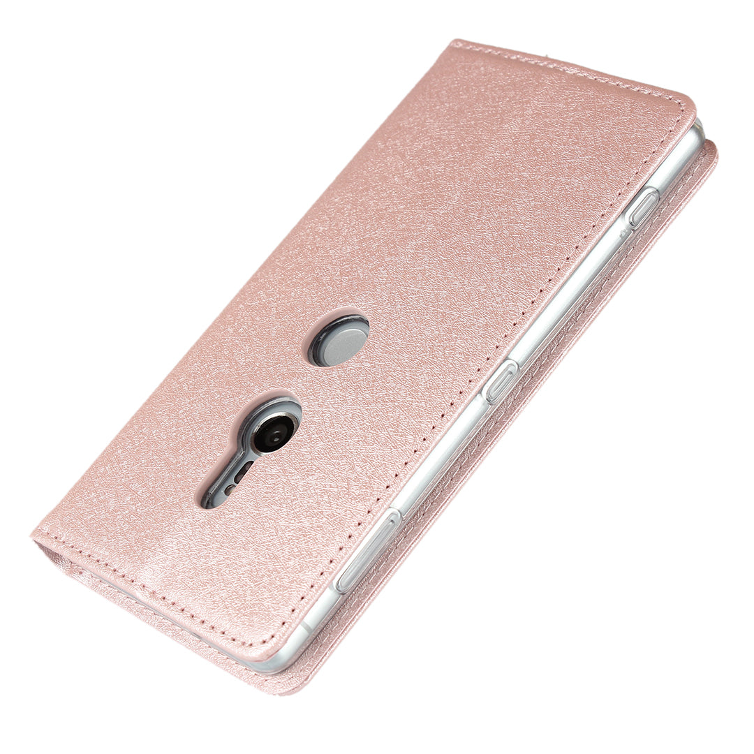 Silk Texture Leather Wallet Stand Phone Case Cover for Sony Xperia XZ2
