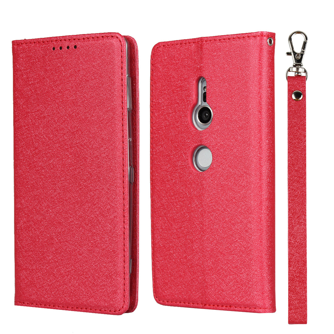 Silk Texture Leather Wallet Stand Phone Case Cover for Sony Xperia XZ2