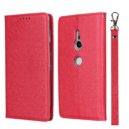 Silk Texture Leather Wallet Stand Phone Case Cover for Sony Xperia XZ2