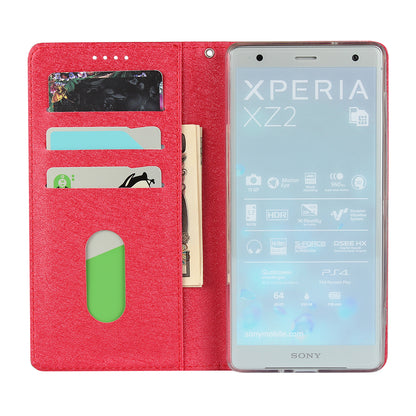 Silk Texture Leather Wallet Stand Phone Case Cover for Sony Xperia XZ2