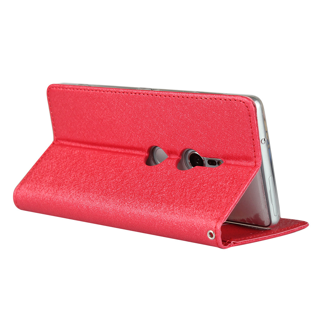 Silk Texture Leather Wallet Stand Phone Case Cover for Sony Xperia XZ2