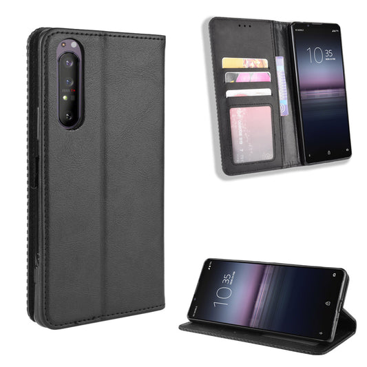 Auto-absorbed Vintage Leather Phone Case Shell for Sony Xperia 1 II