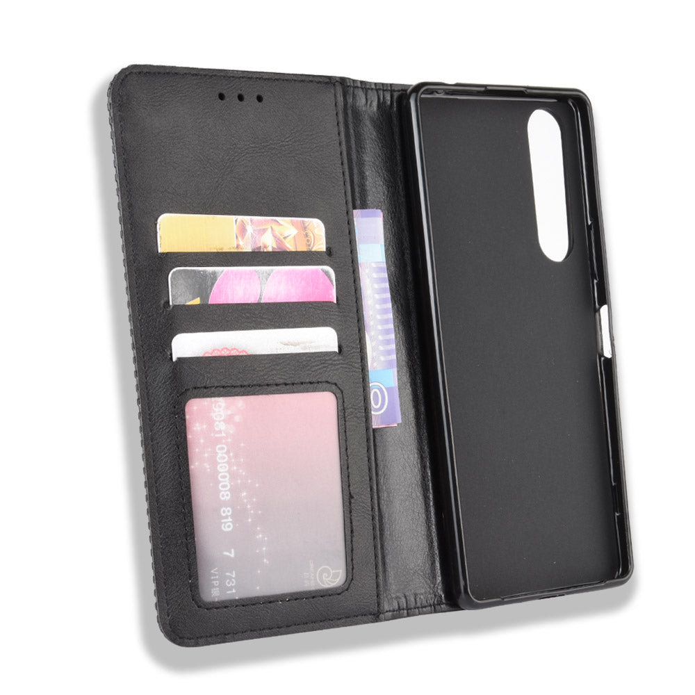 Auto-absorbed Vintage Leather Phone Case Shell for Sony Xperia 1 II