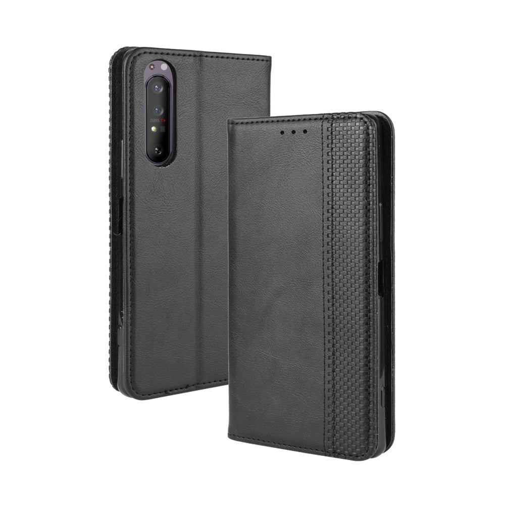 Auto-absorbed Vintage Leather Phone Case Shell for Sony Xperia 1 II