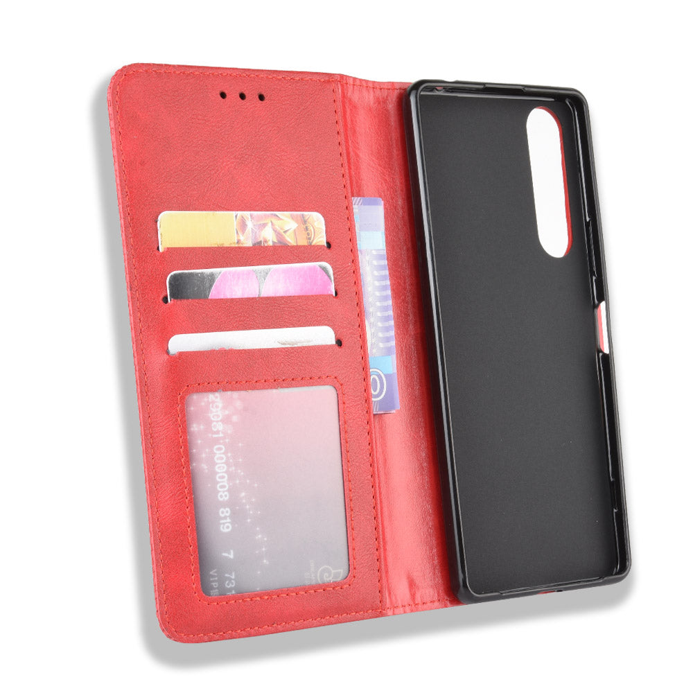 Auto-absorbed Vintage Leather Phone Case Shell for Sony Xperia 1 II