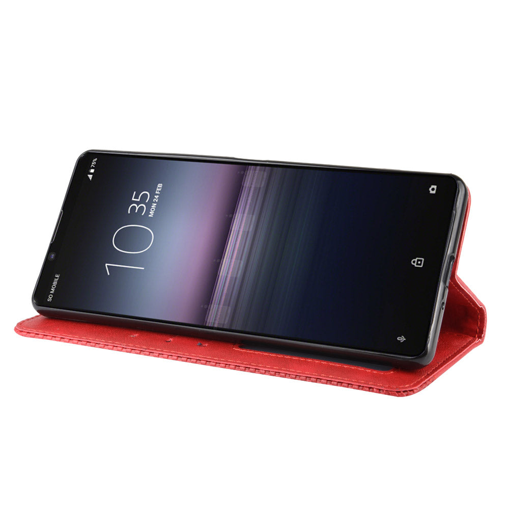 Auto-absorbed Vintage Leather Phone Case Shell for Sony Xperia 1 II