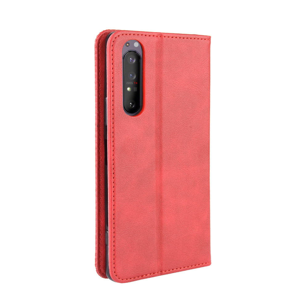 Auto-absorbed Vintage Leather Phone Case Shell for Sony Xperia 1 II