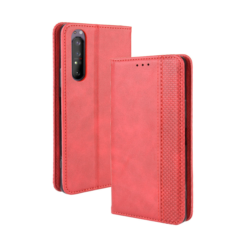 Auto-absorbed Vintage Leather Phone Case Shell for Sony Xperia 1 II