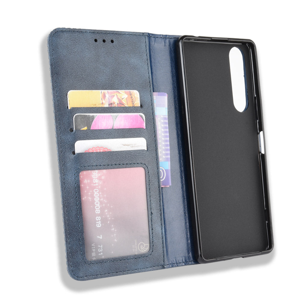 Auto-absorbed Vintage Leather Phone Case Shell for Sony Xperia 1 II