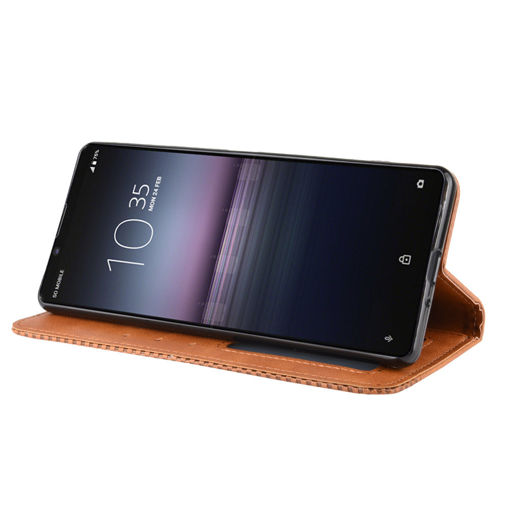 Auto-absorbed Vintage Leather Phone Case Shell for Sony Xperia 1 II