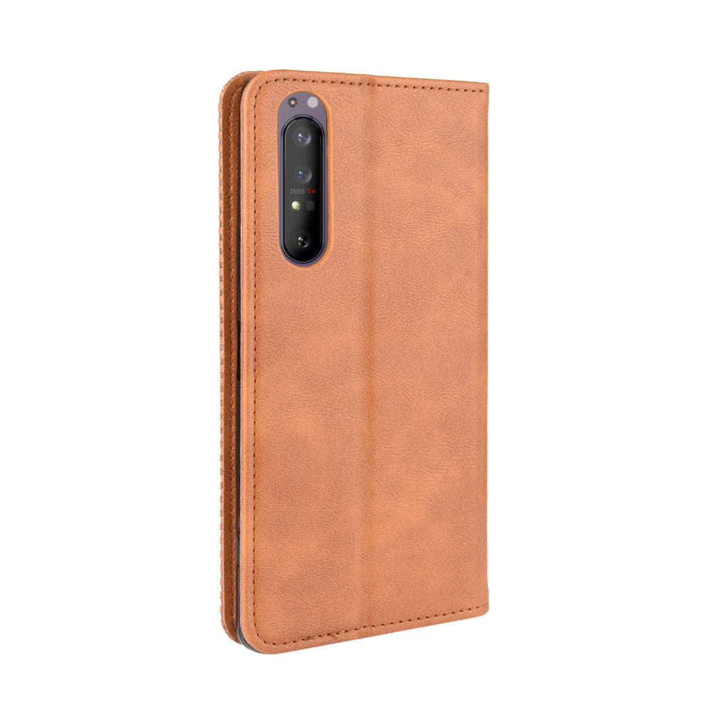 Auto-absorbed Vintage Leather Phone Case Shell for Sony Xperia 1 II