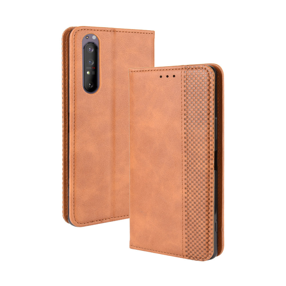 Auto-absorbed Vintage Leather Phone Case Shell for Sony Xperia 1 II