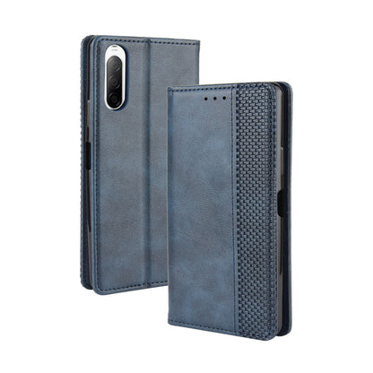 Magnetic Snap Vintage Style Leather Shell Wallet Stand Case for Sony Xperia 10 II