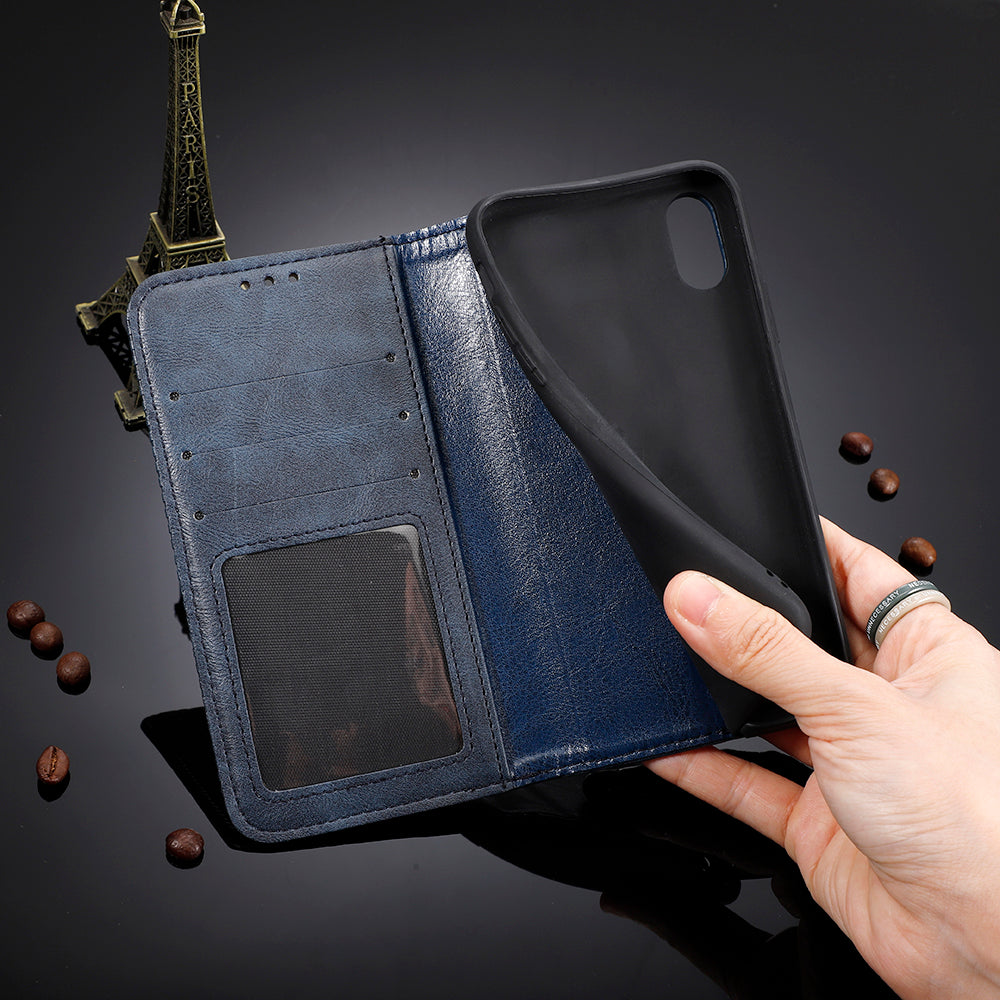 Magnetic Snap Vintage Style Leather Shell Wallet Stand Case for Sony Xperia 10 II