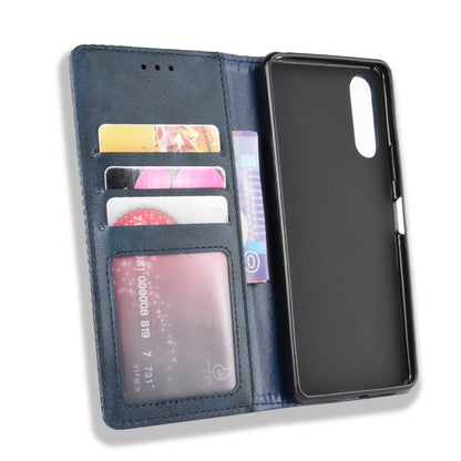 Magnetic Snap Vintage Style Leather Shell Wallet Stand Case for Sony Xperia 10 II