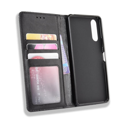 Magnetic Snap Vintage Style Leather Shell Wallet Stand Case for Sony Xperia 10 II
