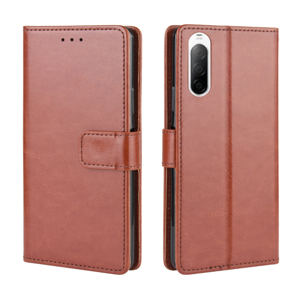 Crazy Horse Flip Leather Protective Cover with Wallet for Sony Xperia 10 II