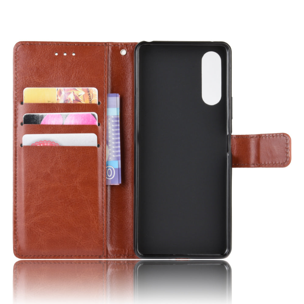 Crazy Horse Flip Leather Protective Cover with Wallet for Sony Xperia 10 II