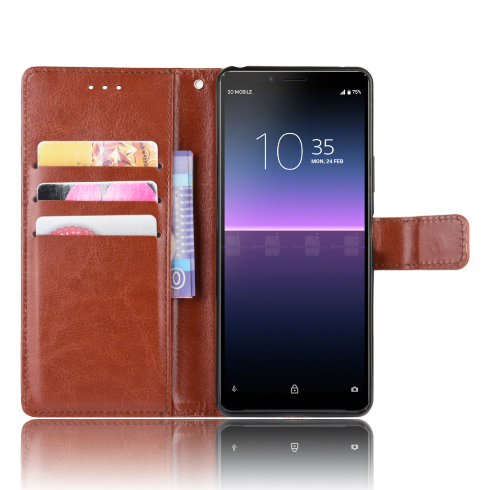 Crazy Horse Flip Leather Protective Cover with Wallet for Sony Xperia 10 II